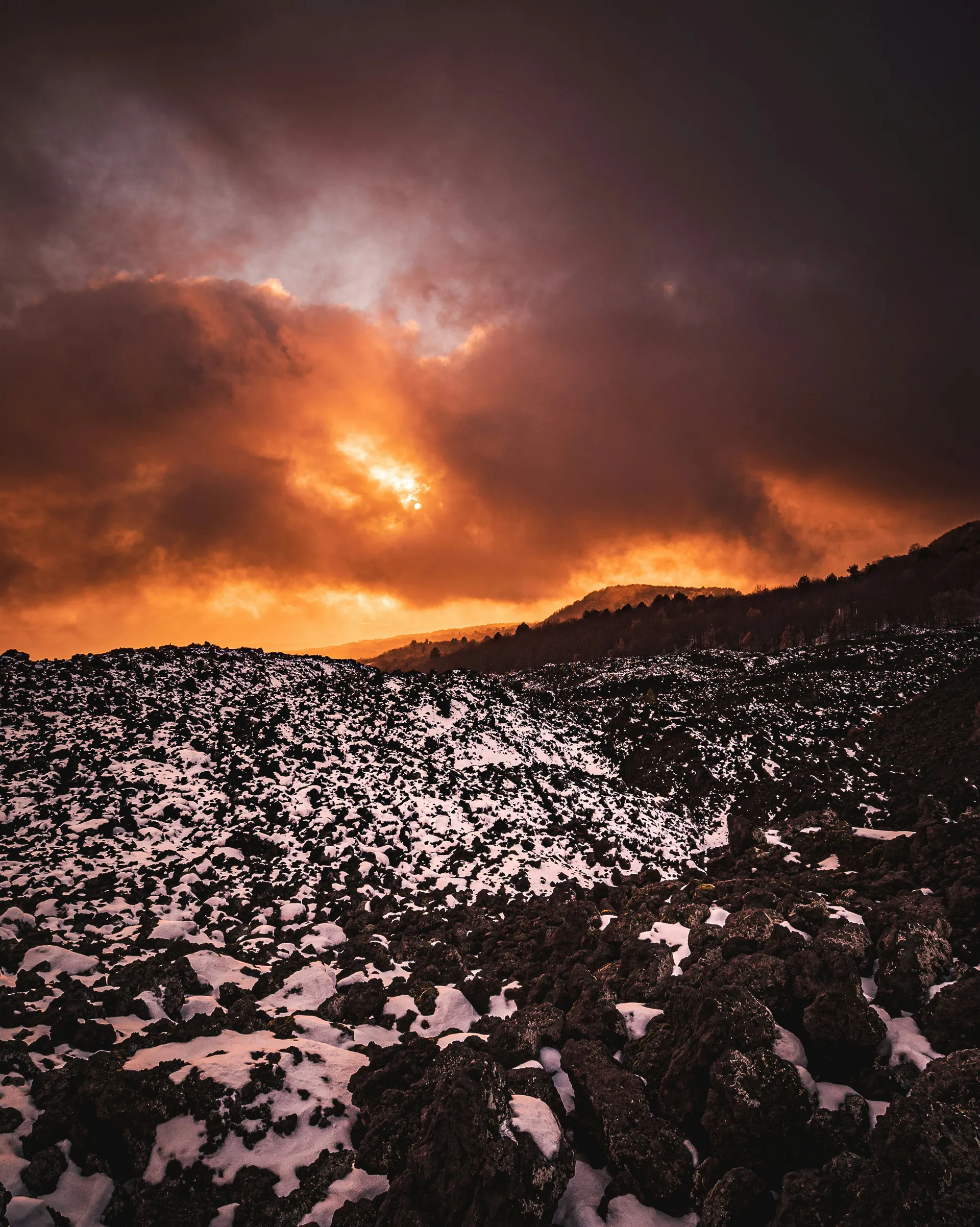 Sunset on Etna at 2000 metres