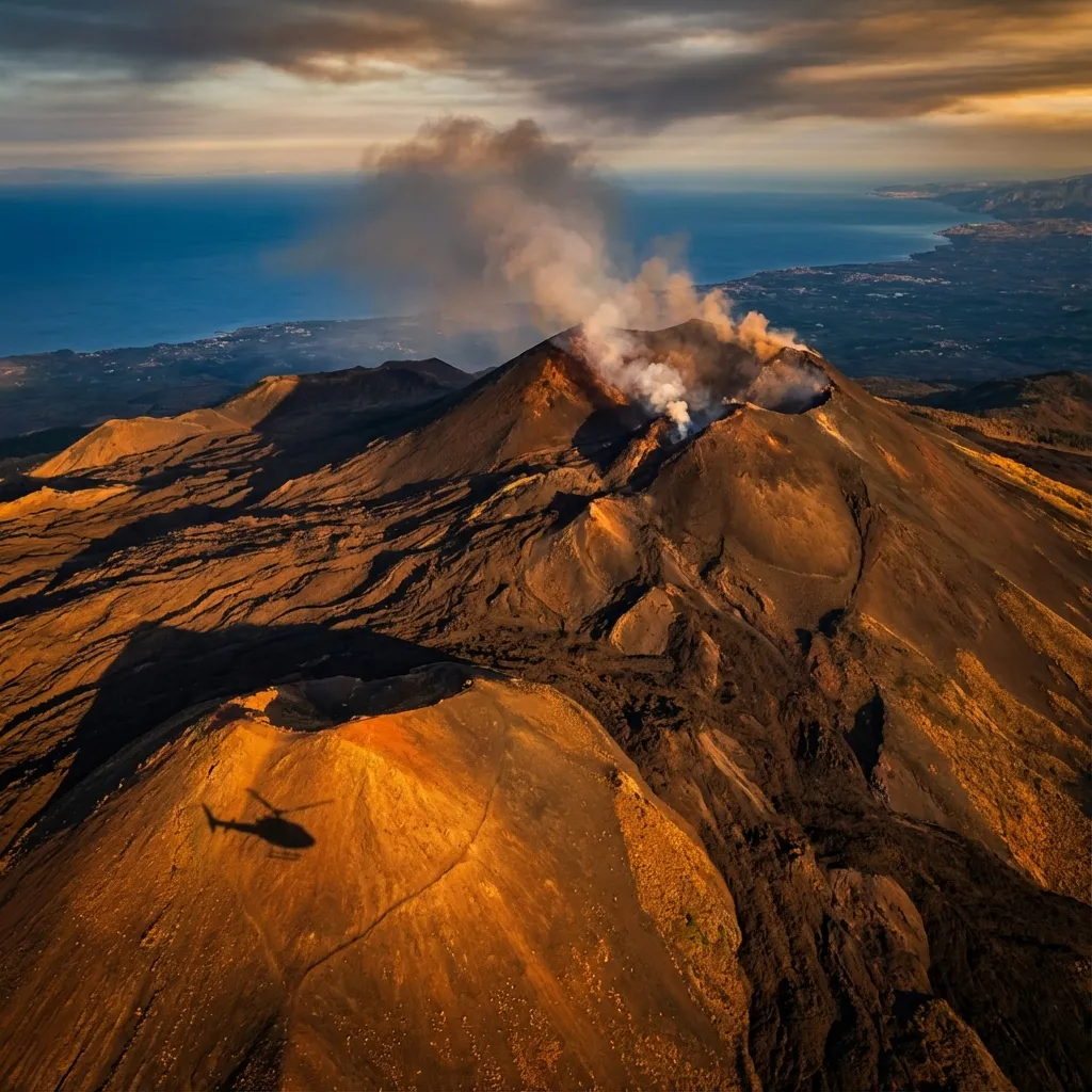 Modern helicopter for the scenic Etna tour